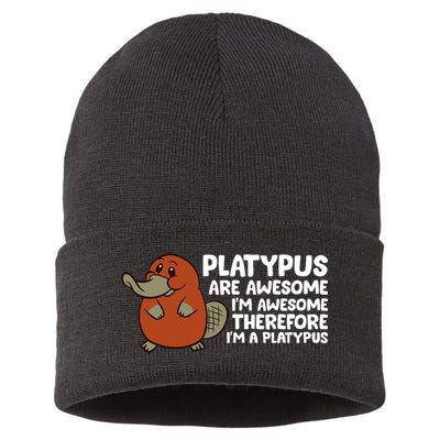 Platypus Are Awesome Im Awesome Therefore Im A Platypus Sustainable Knit Beanie