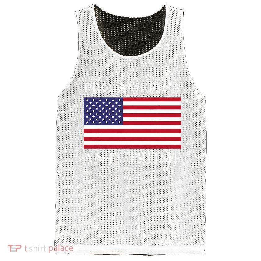 Pro America Anti Trump American Usa Flag Resist Mesh Reversible Basketball Jersey Tank