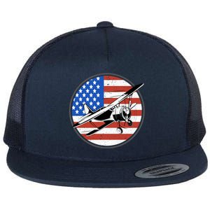 Pilot Airplane American Flag Plane Aviation 4th Of July Meaningful Gift Flat Bill Trucker Hat