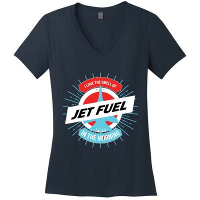 Pilot Aviator Aviation Cockpit Airplane Captain Pilot Women's V-Neck T-Shirt