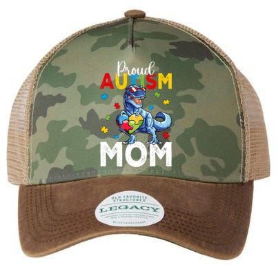 Proud Autism Awareness 2024 Mom Cool Trex Dinosaur Funny Gift Legacy Tie Dye Trucker Hat