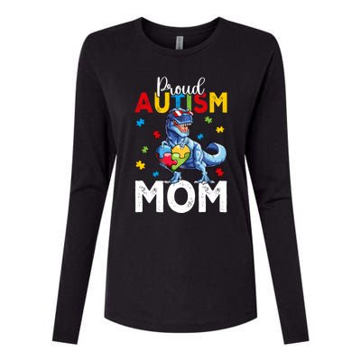 Proud Autism Awareness 2024 Mom Cool Trex Dinosaur Funny Gift Womens Cotton Relaxed Long Sleeve T-Shirt