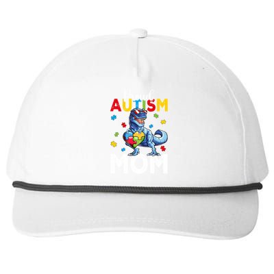 Proud Autism Awareness 2024 Mom Cool Trex Dinosaur Funny Gift Snapback Five-Panel Rope Hat