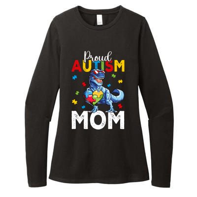 Proud Autism Awareness 2024 Mom Cool Trex Dinosaur Funny Gift Womens CVC Long Sleeve Shirt