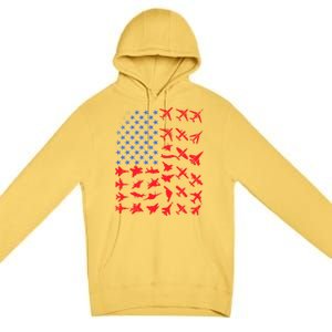 Pilot Airplane American Flag Plane Aviation Gift Patriotic Funny Gift Premium Pullover Hoodie