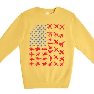 Pilot Airplane American Flag Plane Aviation Gift Patriotic Funny Gift Premium Crewneck Sweatshirt