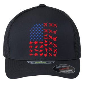 Pilot Airplane American Flag Plane Aviation Gift Patriotic Funny Gift Flexfit Unipanel Trucker Cap