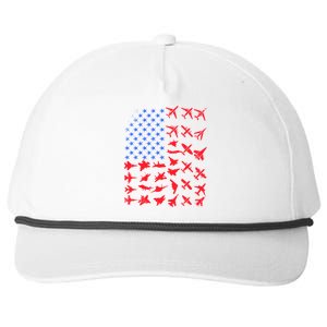 Pilot Airplane American Flag Plane Aviation Gift Patriotic Funny Gift Snapback Five-Panel Rope Hat