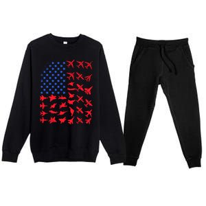 Pilot Airplane American Flag Plane Aviation Gift Patriotic Funny Gift Premium Crewneck Sweatsuit Set