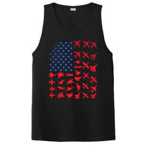 Pilot Airplane American Flag Plane Aviation Gift Patriotic Funny Gift PosiCharge Competitor Tank