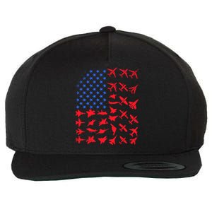 Pilot Airplane American Flag Plane Aviation Gift Patriotic Funny Gift Wool Snapback Cap