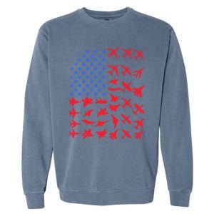 Pilot Airplane American Flag Plane Aviation Gift Patriotic Funny Gift Garment-Dyed Sweatshirt