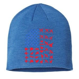 Pilot Airplane American Flag Plane Aviation Gift Patriotic Funny Gift Sustainable Beanie