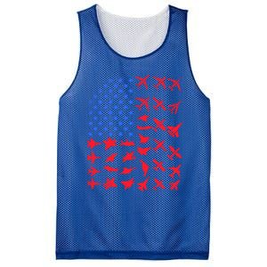 Pilot Airplane American Flag Plane Aviation Gift Patriotic Funny Gift Mesh Reversible Basketball Jersey Tank