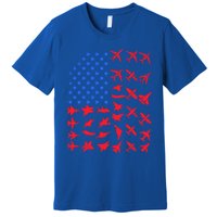 Pilot Airplane American Flag Plane Aviation Gift Patriotic Funny Gift Premium T-Shirt