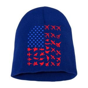 Pilot Airplane American Flag Plane Aviation Gift Patriotic Funny Gift Short Acrylic Beanie