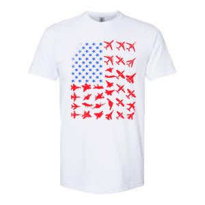 Pilot Airplane American Flag Plane Aviation Gift Patriotic Funny Gift Softstyle CVC T-Shirt