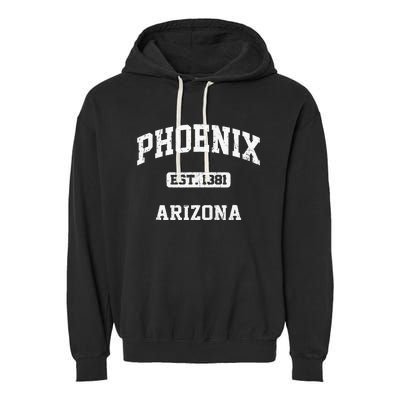 Phoenix Arizona AZ Vintage State Athletic Style Garment-Dyed Fleece Hoodie