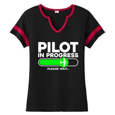 Pilot Art Airline Future Pilot Aviation Airplane Ladies Halftime Notch Neck Tee