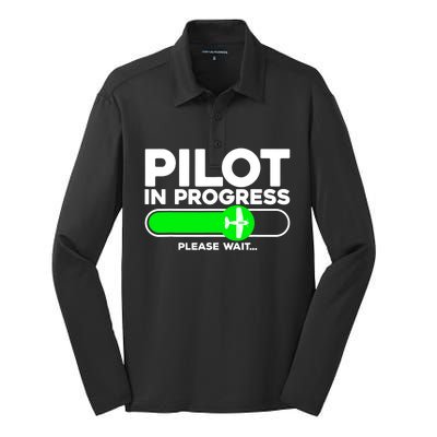 Pilot Art Airline Future Pilot Aviation Airplane Silk Touch Performance Long Sleeve Polo