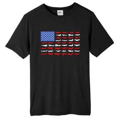 Pilot Airplane American Flag Vintage Aviation Flying Airline Cool Gift Tall Fusion ChromaSoft Performance T-Shirt