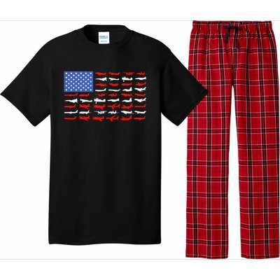 Pilot Airplane American Flag Vintage Aviation Flying Airline Cool Gift Pajama Set