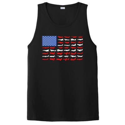 Pilot Airplane American Flag Vintage Aviation Flying Airline Cool Gift PosiCharge Competitor Tank