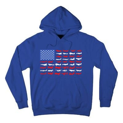 Pilot Airplane American Flag Vintage Aviation Flying Airline Cool Gift Tall Hoodie