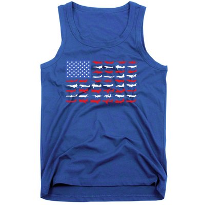 Pilot Airplane American Flag Vintage Aviation Flying Airline Cool Gift Tank Top