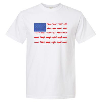 Pilot Airplane American Flag Vintage Aviation Flying Airline Cool Gift Garment-Dyed Heavyweight T-Shirt