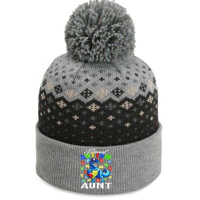 Proud Autism Aunt Dinosaur Autism Awareness Gift The Baniff Cuffed Pom Beanie