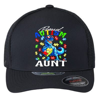 Proud Autism Aunt Dinosaur Autism Awareness Gift Flexfit Unipanel Trucker Cap