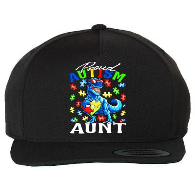 Proud Autism Aunt Dinosaur Autism Awareness Gift Wool Snapback Cap