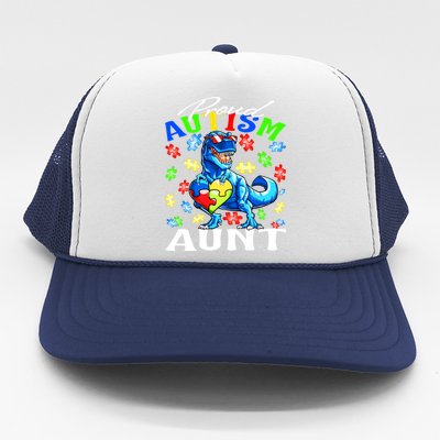 Proud Autism Aunt Dinosaur Autism Awareness Gift Trucker Hat