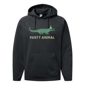 Party Animal Alligator Birthday , Alligator Birthday Performance Fleece Hoodie