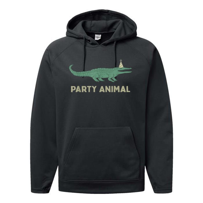 Party Animal Alligator Birthday , Alligator Birthday Performance Fleece Hoodie