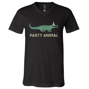 Party Animal Alligator Birthday , Alligator Birthday V-Neck T-Shirt