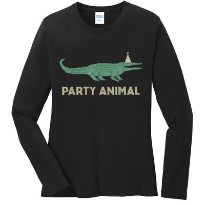 Party Animal Alligator Birthday , Alligator Birthday Ladies Long Sleeve Shirt