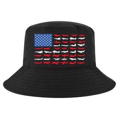 Pilot Airplane American Flag Cool Comfort Performance Bucket Hat