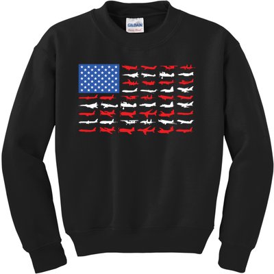 Pilot Airplane American Flag Kids Sweatshirt