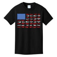 Pilot Airplane American Flag Kids T-Shirt