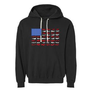 Pilot Airplane American Flag Plane Aviation Garment-Dyed Fleece Hoodie