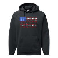 Pilot Airplane American Flag Plane Aviation Performance Fleece Hoodie