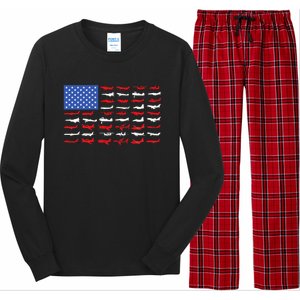 Pilot Airplane American Flag Plane Aviation Long Sleeve Pajama Set