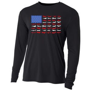 Pilot Airplane American Flag Plane Aviation Cooling Performance Long Sleeve Crew