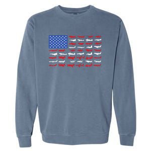 Pilot Airplane American Flag Plane Aviation Garment-Dyed Sweatshirt