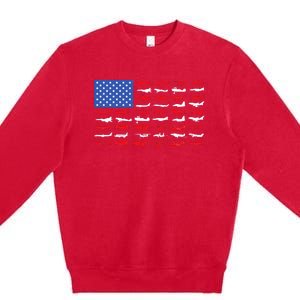 Pilot Airplane American Flag Plane Aviation Premium Crewneck Sweatshirt