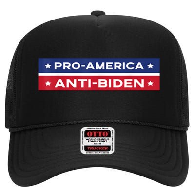 Pro America Anti Biden Flag Usa Impeach Joe Biden Anti Biden High Crown Mesh Back Trucker Hat