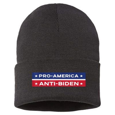 Pro America Anti Biden Flag Usa Impeach Joe Biden Anti Biden Sustainable Knit Beanie