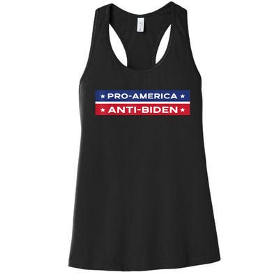 Pro America Anti Biden Flag Usa Impeach Joe Biden Anti Biden Women's Racerback Tank